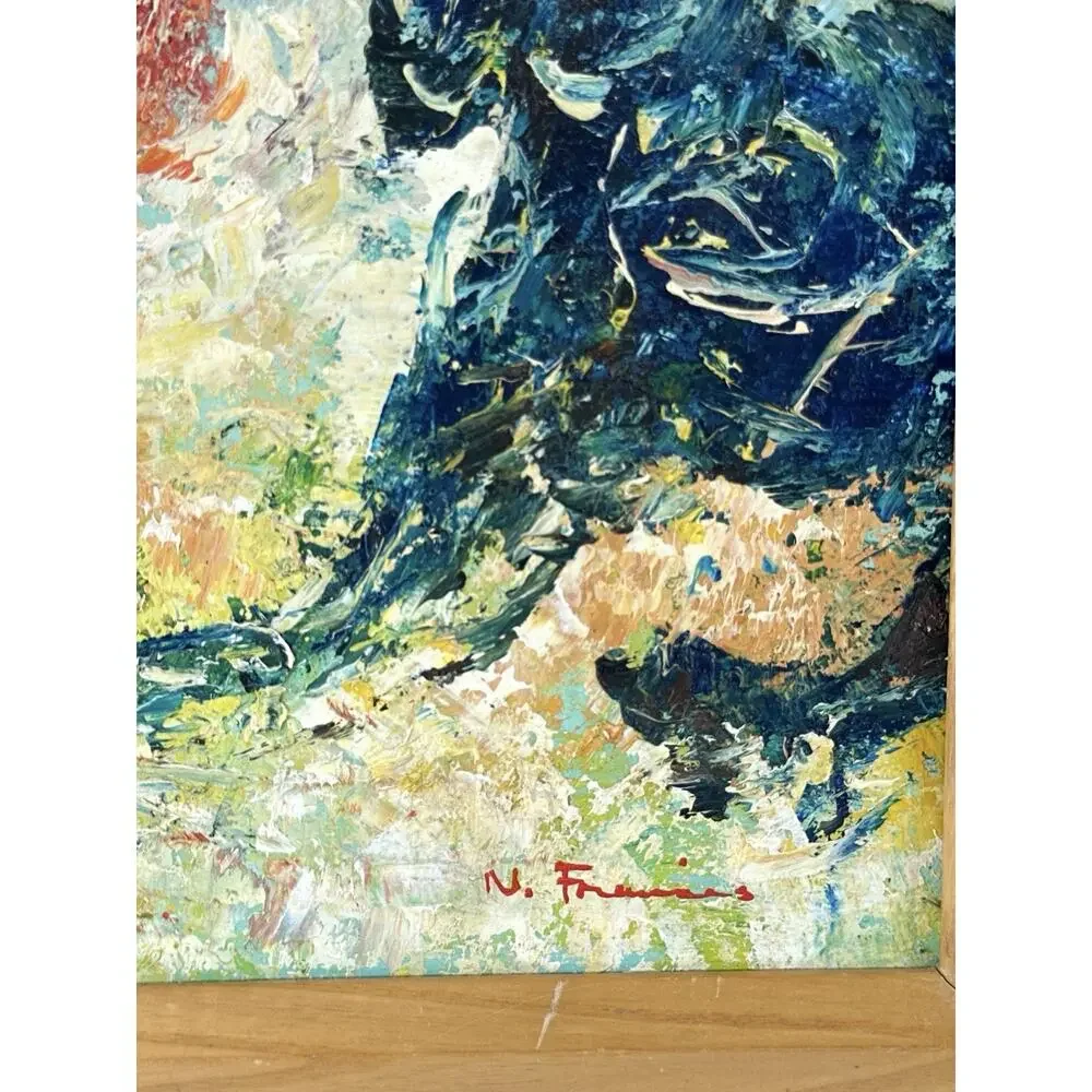 Original Signed N. Francis Abstract Horses Acrylic Painting Impasto 12x10” - Picture 5 of 8